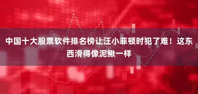 中国十大股票软件排名榜让汪小菲顿时犯了难！这东西滑得像泥鳅一样